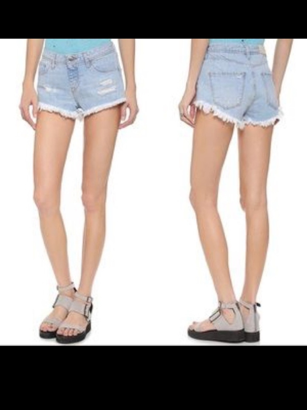 IRO Jeans High Rise Cut Off Distressed Jean Shorts